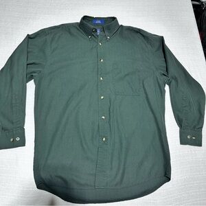 Pendleton Men's Medium Green Herringbone 100% Cotton Button-Down Shirt SP